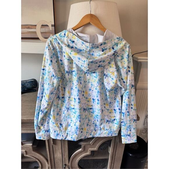 J. Crew Tie Dye Print Zip Front Active Hooded Sweatshirt Size Medium - Picture 7 of 10